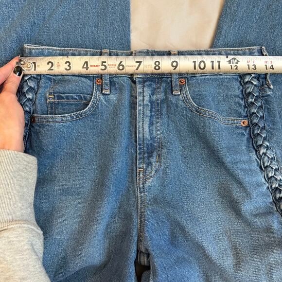 Old Navy Light Blue, Braided Sides Detailed, Extra High Rise, Wide Leg Jeans- 0 - Picture 8 of 9